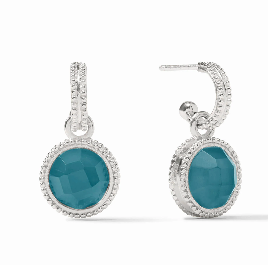 Fleur-de-Lis Hoop & Charm Earring in Iridescent Montana Blue