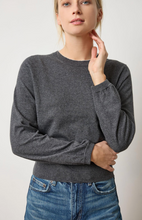 Load image into Gallery viewer, Shirred Sleeve Crewneck Sweater in Licorice
