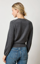 Load image into Gallery viewer, Shirred Sleeve Crewneck Sweater in Licorice
