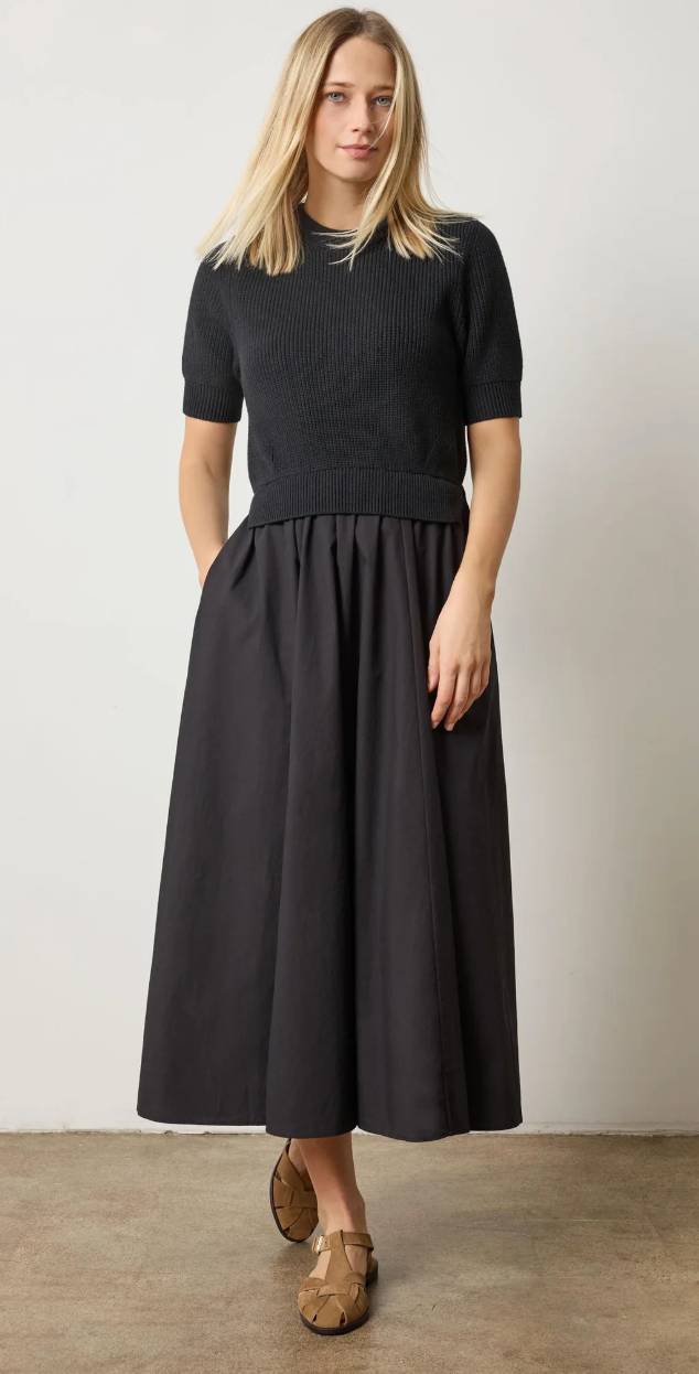 Mixed Media Dress in Black
