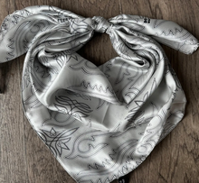 Load image into Gallery viewer, 100% Silk Wild Rag Silver Boot Stitch

