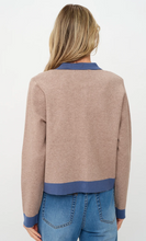 Load image into Gallery viewer, Fallon Cardigan in Latte &amp; Blue
