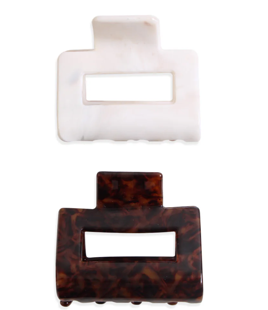2 Pack Claw Clips - Oak & Vanilla