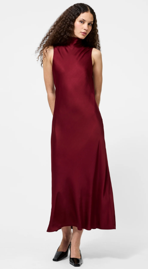 Ennis Satin Sleeveless Bow Midi Dress