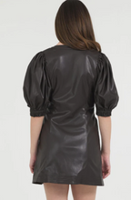 Load image into Gallery viewer, Vegan Leather Puff Sleeve Dress
