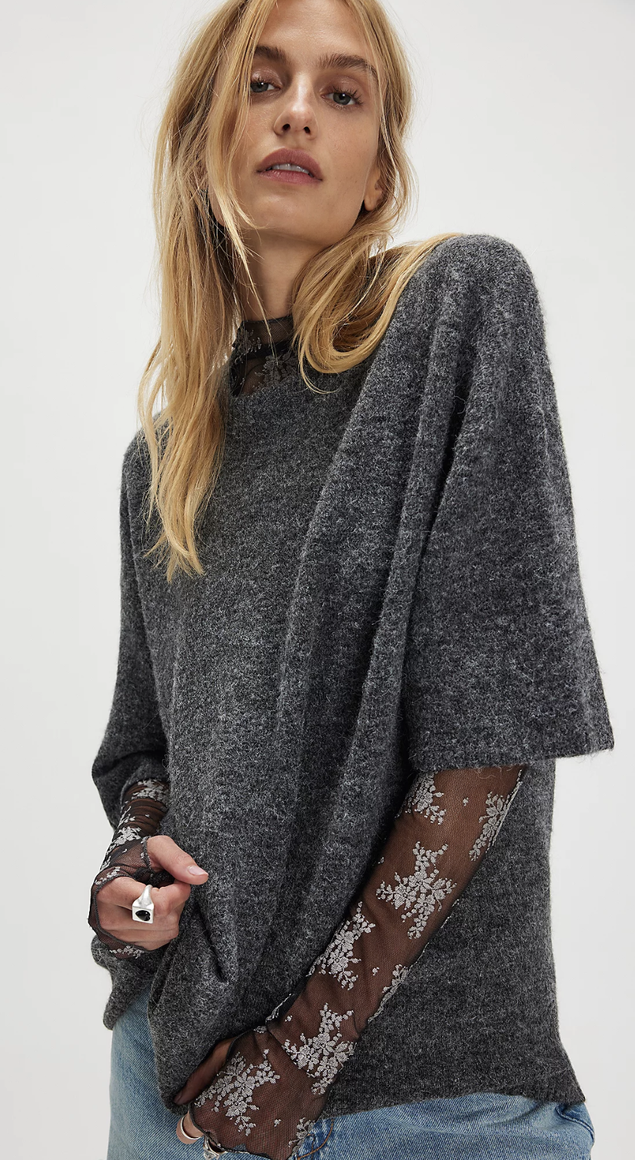 Margot Sweater Tee in Charcoal Heather