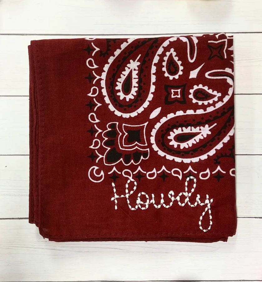 Howdy Embroidered Bandana