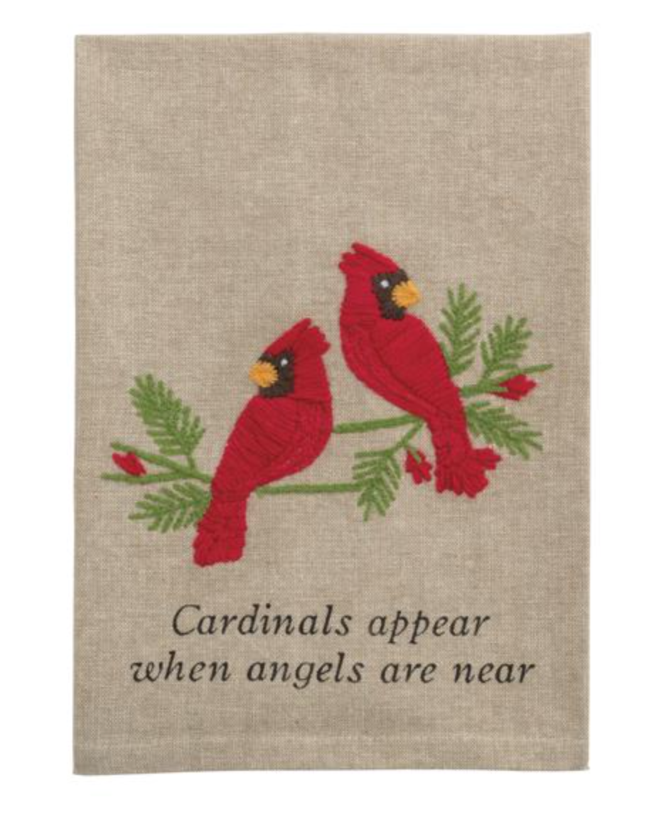 Two Cardinals Embroidered Towel