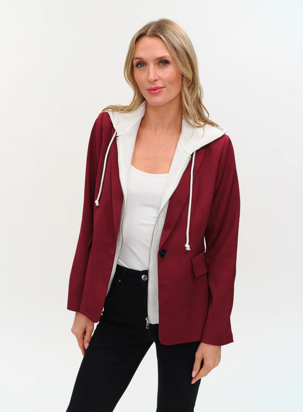 Drew Blazer in Burgundy