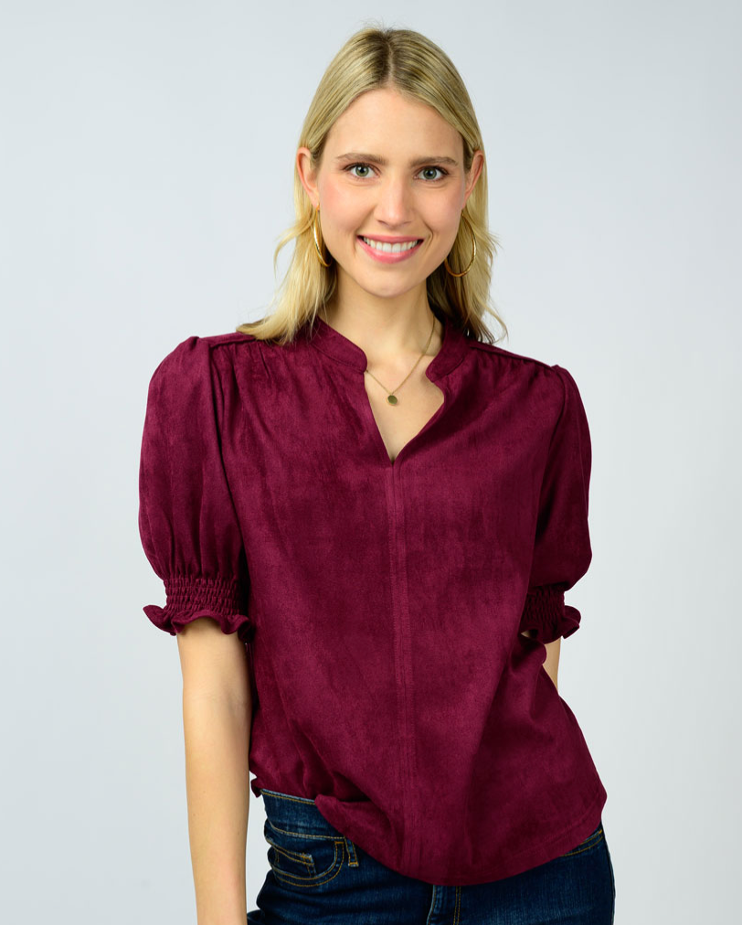 Suede Top in Wine