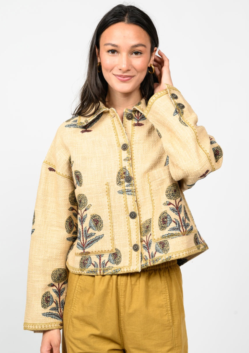 Lurex Block Print Jacket