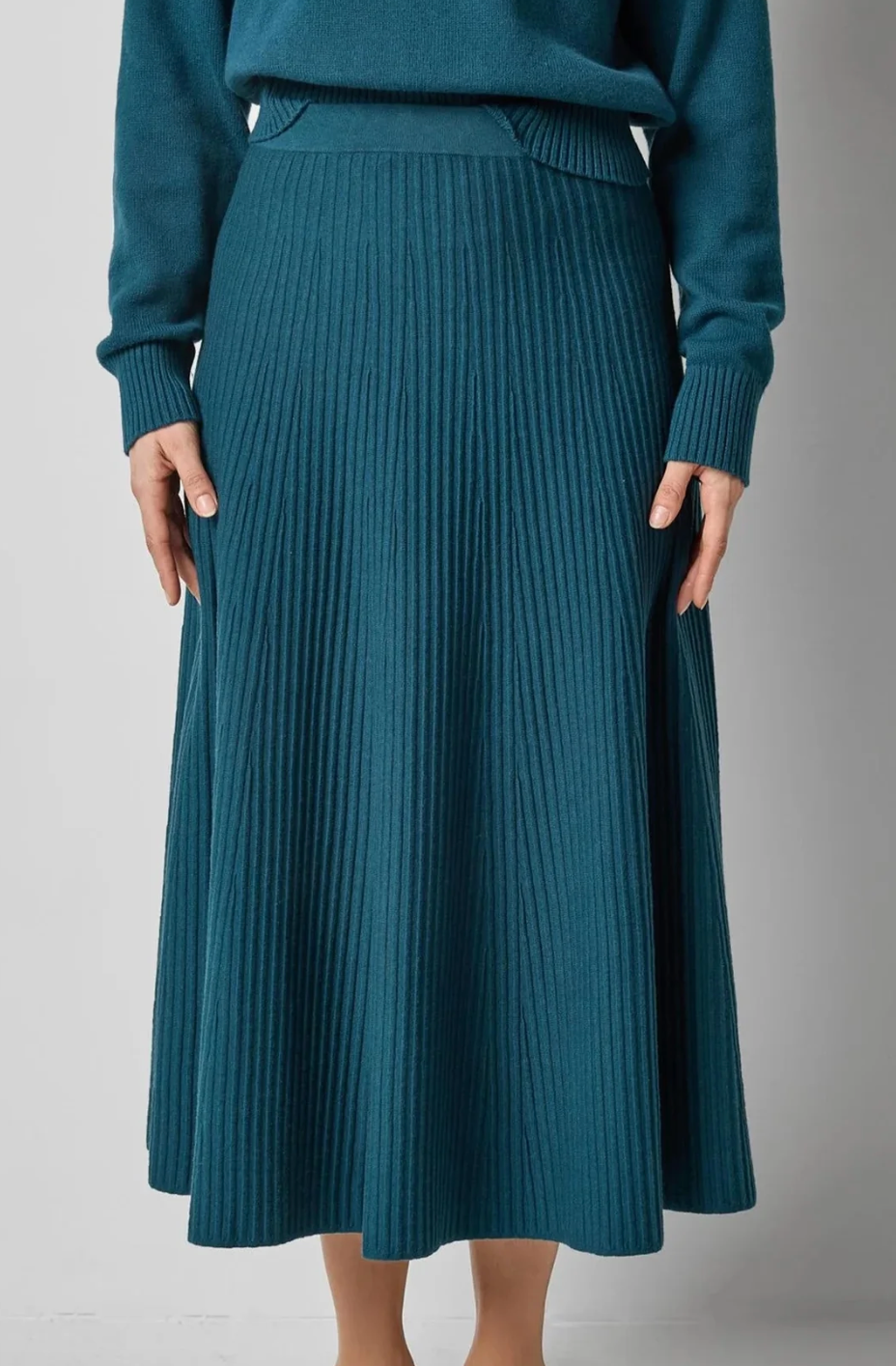 Flared Knit Skirt in Deep Sea