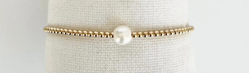 Single Pearl Gold Bead Bracelet