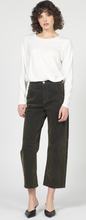 Load image into Gallery viewer, Lasso Velvet Barrel Pant in Olive
