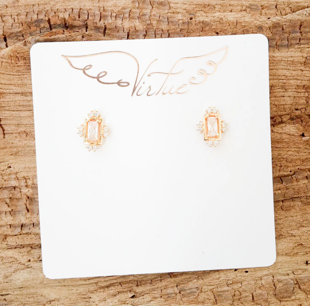 Rectangle CZ Pave Stud