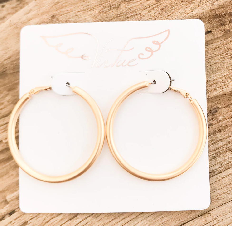 Medium Brushed Gold Hoop