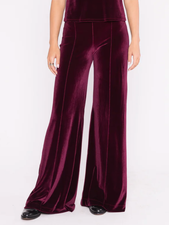 Merlot Velvet Wide Leg Pant
