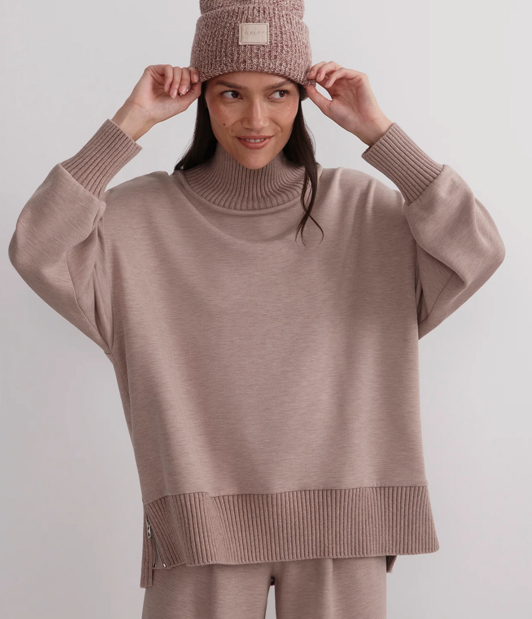Barker High Neck Sweat - Taupe Marl