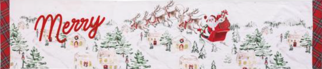 Vintage Santa Scene Table Runner