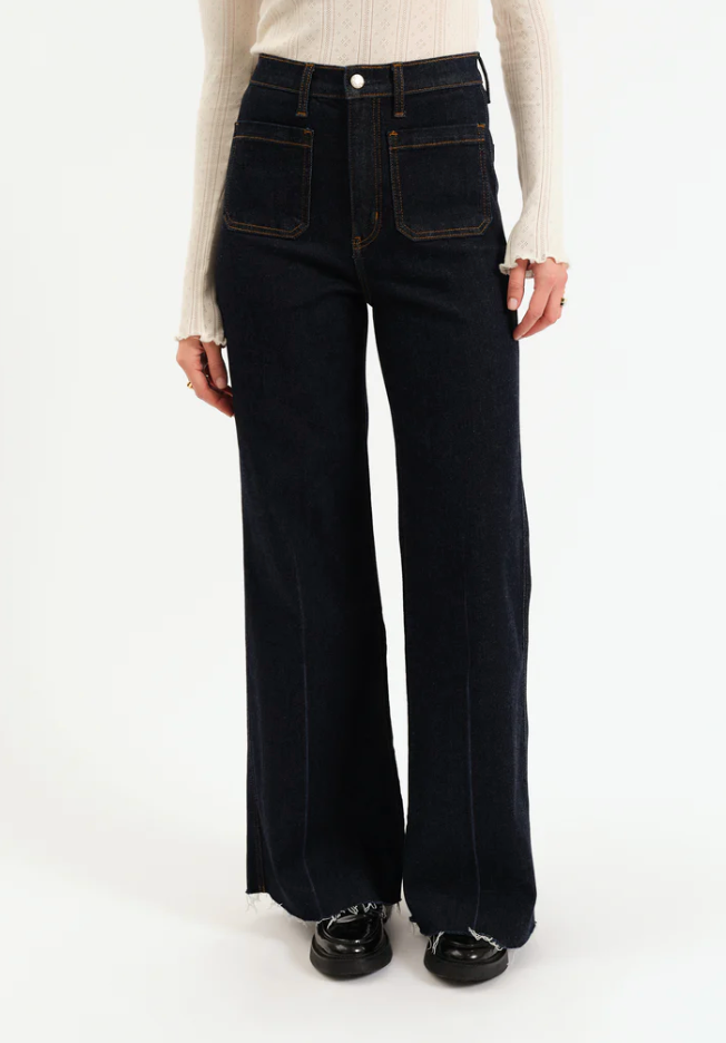 Far Out High Rise Wide Leg in Rinse