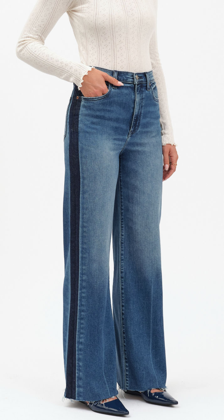 Far Out High Rise Wide Leg in Tuxedo