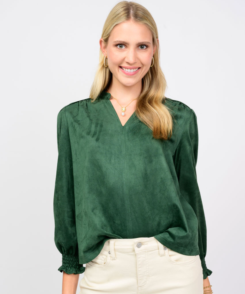 Long Sleeve Suede Top