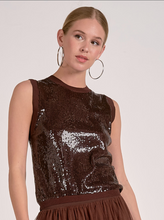 Load image into Gallery viewer, Sequin Sweater Tank in Dark Chocolate
