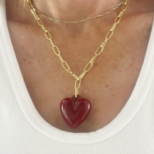 Load image into Gallery viewer, Big Maroon Puffy Heart Necklace
