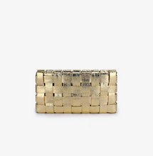 Load image into Gallery viewer, Lindy Woven Clutch in Metallic Platinum
