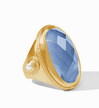Load image into Gallery viewer, Cannes Statement Ring in Iridescent Chalcedony Blue
