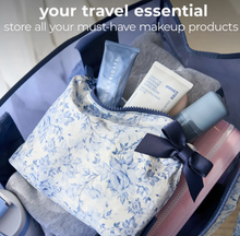 Load image into Gallery viewer, Something Navy Bow Crinkle Makeup Bag
