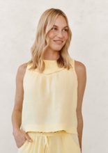 Load image into Gallery viewer, Sleeveless Trimmed Yoke Top in Lemon Drop
