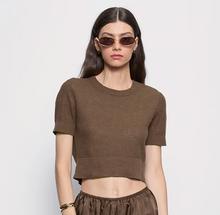 Load image into Gallery viewer, Linen Open Knit Cropped Sweater
