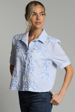 Load image into Gallery viewer, Embroidered Oxford Stripe Camp Shirt
