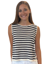 Load image into Gallery viewer, Veneto Tank in Ivory Navy Stripe

