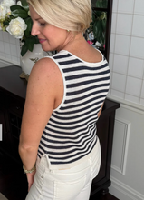 Load image into Gallery viewer, Veneto Tank in Ivory Navy Stripe
