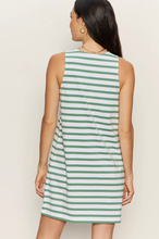 Load image into Gallery viewer, On the Yacht Dress in Green &amp; White
