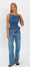 Load image into Gallery viewer, Sunfaded Denim Top in Steel Blue
