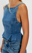 Load image into Gallery viewer, Sunfaded Denim Top in Steel Blue
