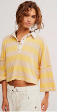 Load image into Gallery viewer, Auggie Tee in Oat Latte &amp; Yellow Finch
