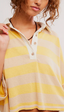 Load image into Gallery viewer, Auggie Tee in Oat Latte &amp; Yellow Finch
