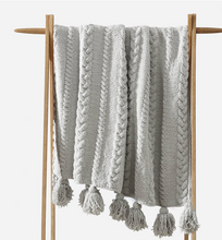 Load image into Gallery viewer, Braided Pom Pom Throw
