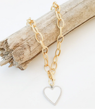Load image into Gallery viewer, Etched Chain with Enamel Heart
