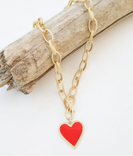 Load image into Gallery viewer, Etched Chain with Enamel Heart

