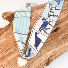 Load image into Gallery viewer, Puff Pearl Heart on Scarf Necklace
