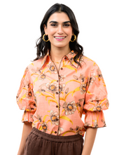 Load image into Gallery viewer, Pointed Collar Pouf Sleeve Shirt
