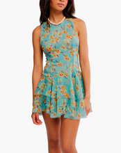 Load image into Gallery viewer, Raven Printed Mini Dress in Aqua
