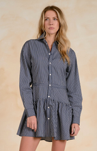 Load image into Gallery viewer, Button Down Dress in Blue Stripe
