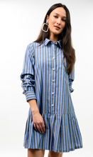 Load image into Gallery viewer, Striped Pleated Shirt Dress
