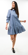 Load image into Gallery viewer, Striped Pleated Shirt Dress
